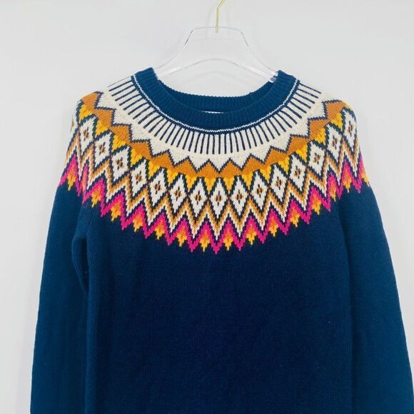 Old Navy Size XS Navy Blue Chevron Cozy Knit Soft Long Sleeve Crewneck Sweater - Picture 2 of 6